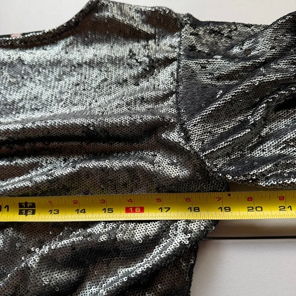 Free People Manuka Sequin Mini Dress Gunmetal Black XS